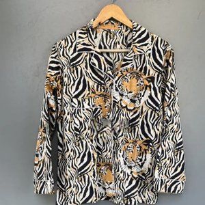 BRAND NEW Tiger Jungle Print Pj Set with Bag, Night Suit, Cotton Dress